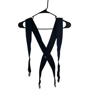 Men's Stylish 2" Suspenders Silver accents Adjustable Navy Blue